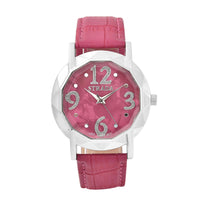 STRADA Japanese Movement Watch with Black Faux Leather Strap