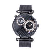 STRADA Japanese Movement Watch with ION Plated Black Stainless Steel Mesh Strap