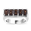 Smoky Quartz, White Zircon Men's Ring in Rhodium Over Sterling Silver (Size 10.0) 2.85 ctw - Sticky add to cart bar