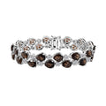 Karis Premium Brazilian Smoky Quartz, White Zircon Bracelet in Platinum Bond (7.25 In) 32.50 ctw - Sticky add to cart bar