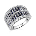 Madagascar Blue Sapphire and White Zircon 2.65 ctw Ring in Rhodium Over Sterling Silver (Size 10.0) - Sticky add to cart bar