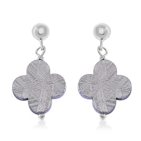 Marvelous Meteorites Beaded Clover Earrings in Rhodium Over Sterling Silver
