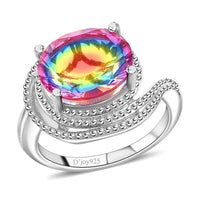 Premium Nebula Quartz Doublet Solitaire Ring in Rhodium Over Sterling Silver (Size 10.0) 5.00 ctw