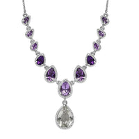 Karis Montezuma Prasiolite and Multi Gemstone 11.25 ctw Necklace and Platinum Bond & Stainless Steel 18-20 Inches
