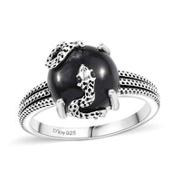 California Black Jade, Thai Black Spinel Ring in Sterling Silver (Size 10.0) 9.15 ctw