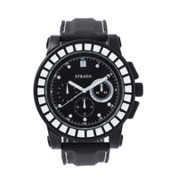 STRADA Japanese Movement Blue Scale Dial Watch with Black Silicone Strap