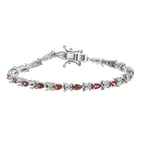 Premium Tanzanian Blush Garnet, Moissanite Butterfly Bracelet in Rhodium Over Sterling Silver (8.00 In) (Del. in 10-12 Days) 7.00 ctw