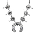 Doorbuster Artisan Crafted White Buffalo Squash Blossom Necklace (18 Inches) in Black Oxidized Sterling Silver 18.50 ctw - Sticky add to cart bar