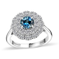 Rhapsody 950 Platinum AAAA Santa Maria Aquamarine, Diamond (E-F, VS) Ring (Size 7) 1.62 ctw