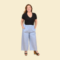 TAMSY Indigo 100% Cotton Chambray Wide Leg Palazzo -L - Sticky add to cart bar