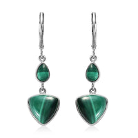 African Malachite Fancy Earrings in Platinum Over Copper 13.60 ctw