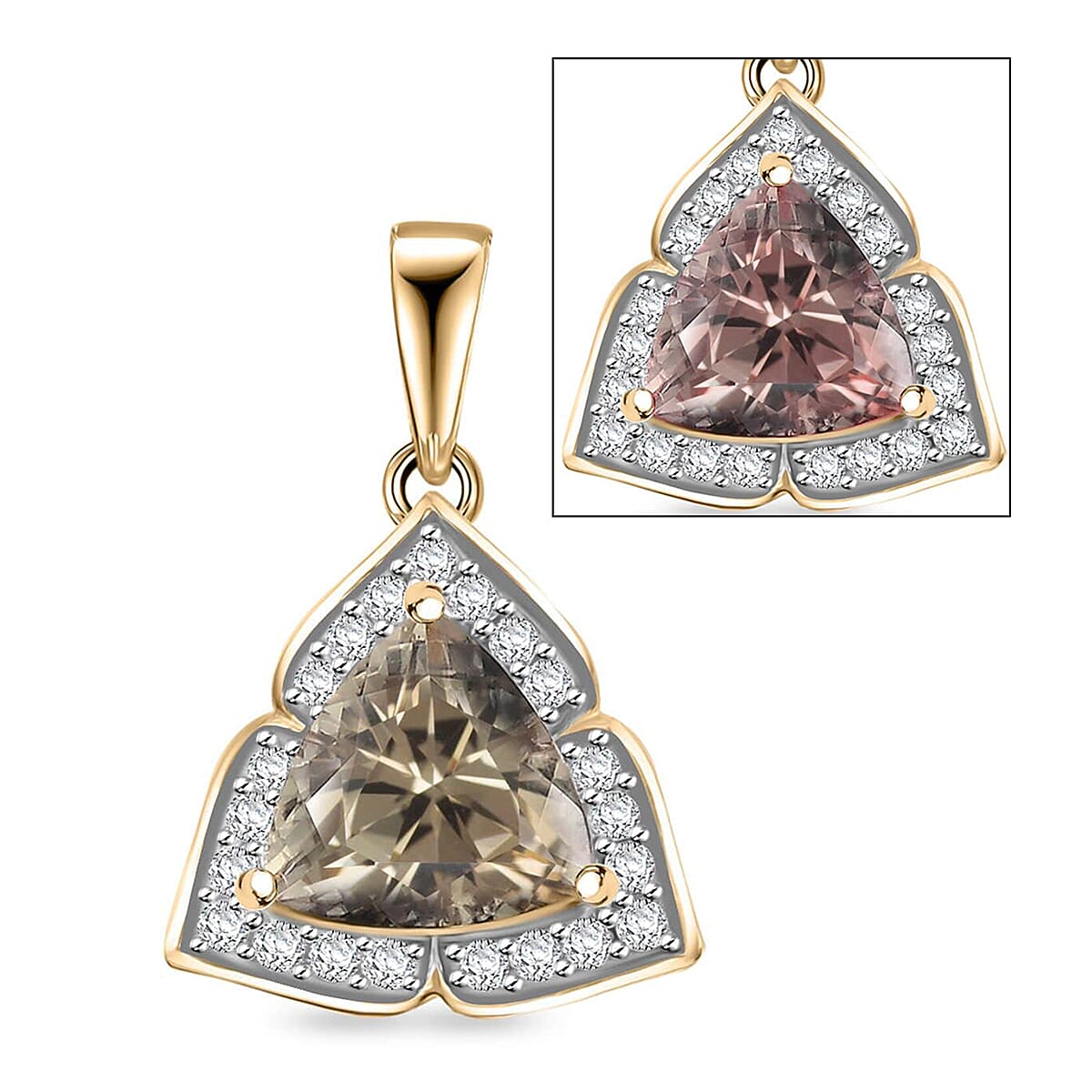 Certified & Appraised Luxoro AAA Turkizite and G-H I2 Diamond 2.30 ctw Pendant without Chain in 10K Yellow Gold