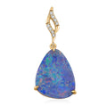 Luxoro AAA Boulder Opal Doublet and I2 Diamond 5.20 ctw Pendant without Chain in 14K Yellow Gold - Sticky add to cart bar