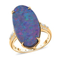 Luxoro AAA Boulder Opal Doublet and I2 Diamond 7.50 ctw Ring in 14K Yellow Gold - Sticky add to cart bar