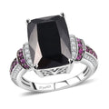 California Black Jade, Multi Gemstone Ring in Rhodium Over Sterling Silver (Size 10.0) 7.85 ctw - Sticky add to cart bar
