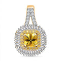 Luxoro AAA Madagascar Yellow Sapphire, I2 White and Yellow Diamond 1.45 ctw Double Halo Pendant without Chain in 14K Yellow Gold - Sticky add to cart bar