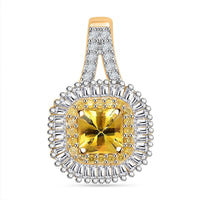 Luxoro AAA Madagascar Yellow Sapphire, I2 White and Yellow Diamond 1.45 ctw Double Halo Pendant without Chain in 14K Yellow Gold