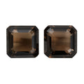 Asscher Cut Brazilian Smoky Quartz Set of 2 (Oct 14x14 mm) 26.19 ctw Loose Gemstone - Sticky add to cart bar