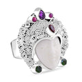 Sajen Silver Carved Bone, Multi Gemstone Ring in Sterling Silver (Size 10.0) 1.65 ctw - Sticky add to cart bar