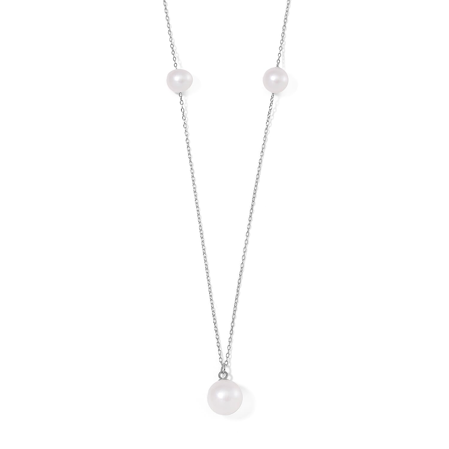 Edison Pearl Necklace (20 Inches) in Sterling Silver