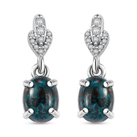 D'Joy Premium Table Mountain Shadowkite and White Zircon 3.50 ctw Dangle Earrings in Rhodium Over Sterling Silver