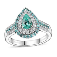 Rhapsody 950 Platinum AAAA Paraiba Tourmaline, Diamond (E-F, VS) Ring (Size 9.0) (10.30 g) 1.38 ctw