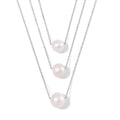 White Edison Pearl 3-Row Layered Necklace (18-20 Inches) in Stainless Steel - Sticky add to cart bar