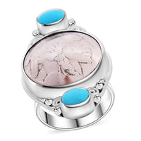 Sajen Silver Sleeping Beauty Turquoise and Buffalo Nickel Ring in Sterling Silver (Size 10.0) 1.20 ctw