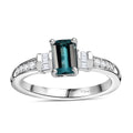 AAA Monte Belo Indicolite and Moissanite 1.00 ctw Art Deco Ring in Rhodium Over Sterling Silver (Size 6.0) - Sticky add to cart bar