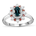 AAA Monte Belo Indicolite, Multi Gemstone Sunburst Ring in Rhodium Over Sterling Silver (Size 5.0) 1.10 ctw - Sticky add to cart bar