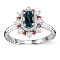 AAA Monte Belo Indicolite, Multi Gemstone Sunburst Ring in Rhodium Over Sterling Silver (Size 5.0) 1.10 ctw