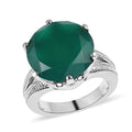 Green Onyx Solitaire Ring in Stainless Steel (Size 10.0) 9.50 ctw - Sticky add to cart bar