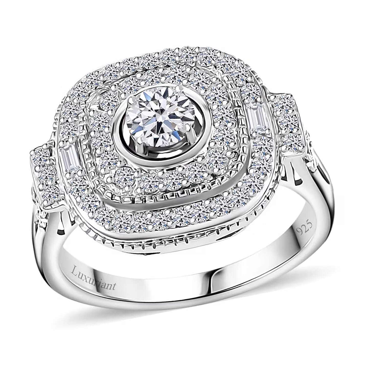 Luxuriant Lab Grown Diamond Ring in Rhodium Over Sterling Silver (Size 7.0) 1.00 ctw