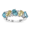 Premium Madagascar Lagoon Apatite, White Zircon Ring in Rhodium Over Sterling Silver (Size 10.0) 2.65 ctw - Sticky add to cart bar