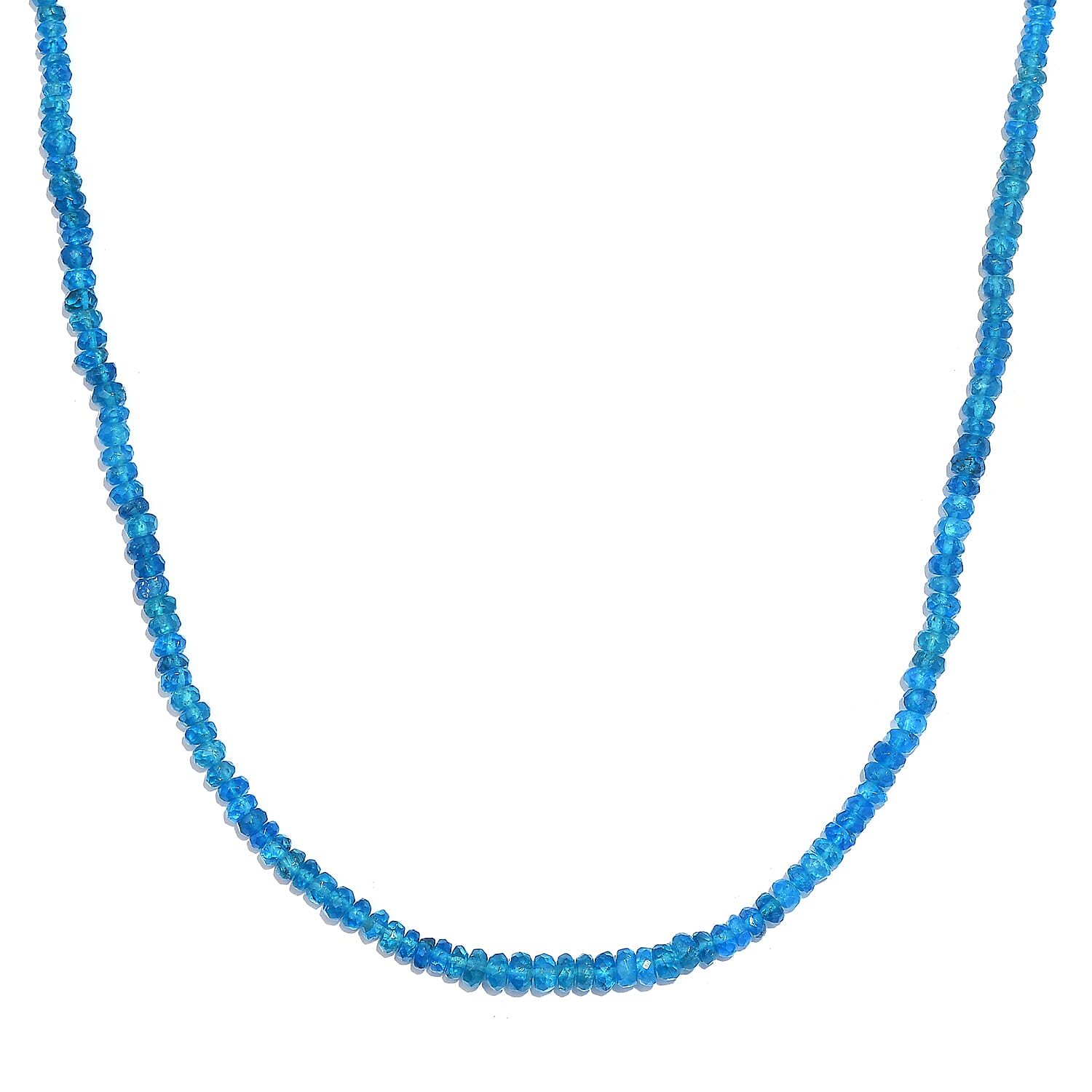 Malgache Neon Apatite Beaded 44.25 ctw Necklace 18 Inches in Rhodium Over Sterling Silver