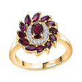 Anthill Garnet, Moissanite Ring in 18K Vermeil YG Over Sterling Silver (Size 7.0) 2.00 ctw - Sticky add to cart bar