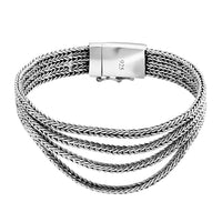 Doorbuster Bali Legacy Sterling Silver Multi-Row Bracelet (6.50 In) (29.45 g)