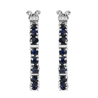 Doorbuster Karis Blue Sapphire Hoop Earrings in Platinum Bond 2.85 ctw