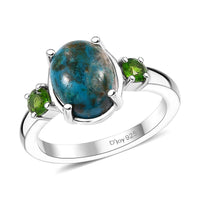 Table Mountain Shadowkite, Chrome Diopside Ring in Rhodium Over Sterling Silver (Size 10.0) 2.35 ctw