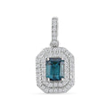 Luxoro AAA Monte Belo Indicolite and G-H I2 Diamond 1.30 ctw Double Halo Pendant without Chain in 14K White Gold - Sticky add to cart bar