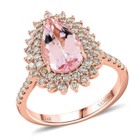Certified & Appraised Luxoro 14K Rose Gold AAA Pink Morganite, Diamond (G-H, I2) (0.81 cts) Ring (Size 10.0) (4.40 g) 3.50 ctw