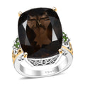 Brazilian Smoky Quartz, Chrome Diopside Ring in 14K YG and Platinum Over Sterling Silver (Size 7.0) 18.35 ctw - Sticky add to cart bar