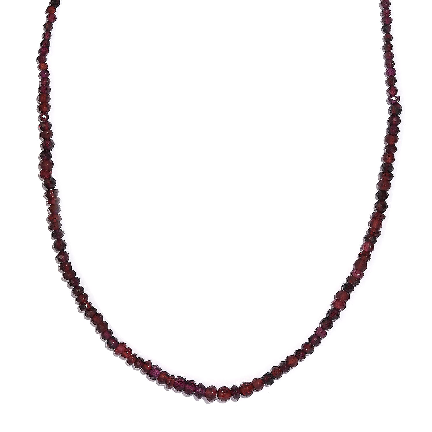 Orissa Rhodolite Garnet Beaded 95.50 ctw Necklace 20 Inches in Stainless Steel