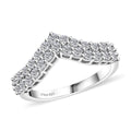Luxuriant Lab Grown Diamond (G-H, SI) Chevron Ring in Rhodium Over Sterling Silver (Size 7.0) 0.65 ctw - Sticky add to cart bar
