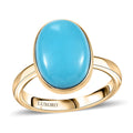 10K Yellow Gold Premium Sleeping Beauty Turquoise Solitaire Ring (Size 7.0) 4.50 ctw - Sticky add to cart bar