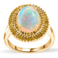 Epic Deal Premium Ethiopian Welo Opal, Yellow Diamond (IR) Ring in 18K Vermeil YG Over Sterling Silver (Size 7.0) 2.90 ctw - Sticky add to cart bar