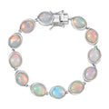 Premium Ethiopian Welo Opal 13.40 ctw Tennis Bracelet in Rhodium Over Sterling Silv (6.50 In) - Sticky add to cart bar