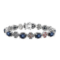 Blue Star Sapphire (DF) and Multi Gemstone 30.35 ctw Clover Leaf Bracelet in Rhodium Over Sterling Silver (7.25 In) - Sticky add to cart bar