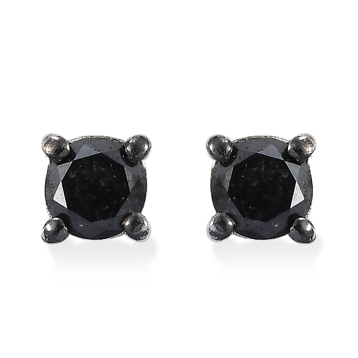 D'Joy Black Diamond 0.50 ctw Stud Earrings in Rhodium Over Sterling Silver