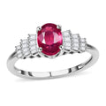 Premium Niassa Ruby (FF), White Diamond Ring in Rhodium Over Sterling Silver (Size 10.0) 1.30 ctw - Sticky add to cart bar